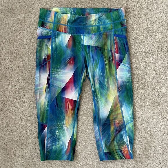 Athleta Pants - Athleta Leggings Womens Small Blue Green Cropped Colorful Casual Workout Pants